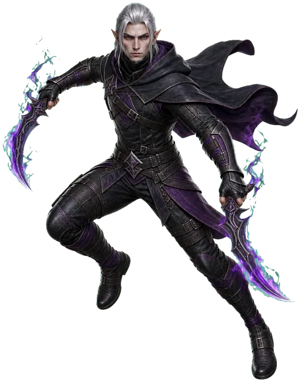 Assassin, the shadow blade, with weapon drawn