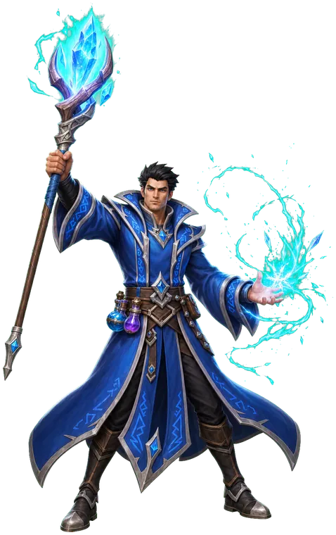 Mage, the storm caller, with weapon drawn