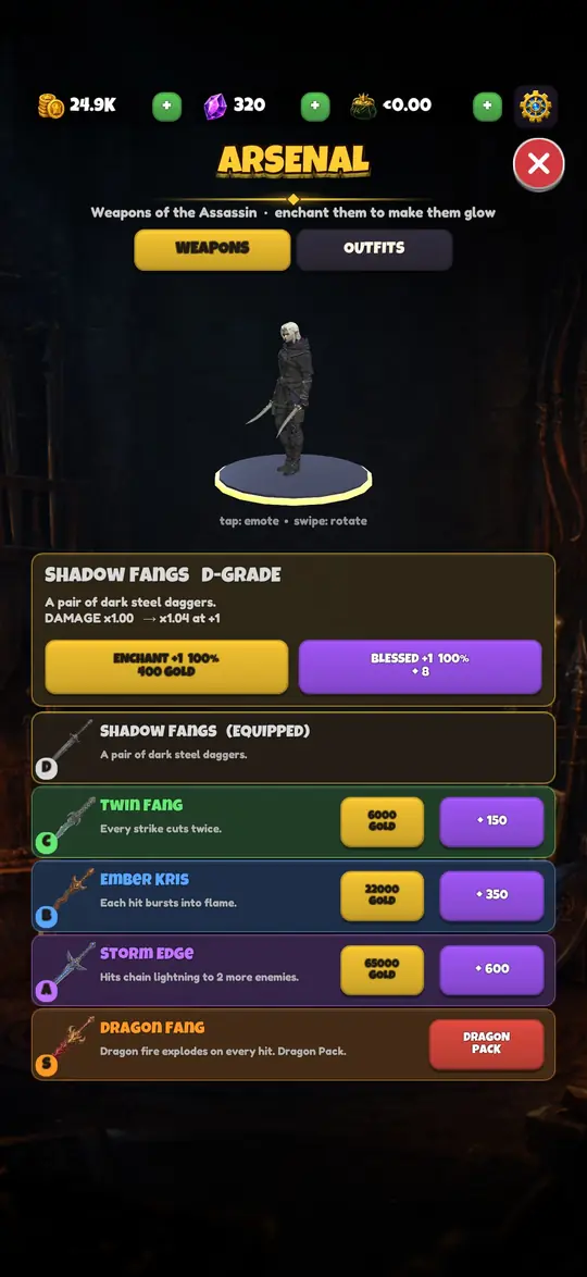 Arsenal: enchanting the Shadow Fangs daggers and other weapons