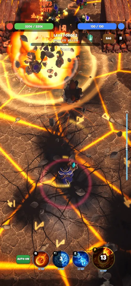 Mage fight in the Lava Forge with meteors raining down